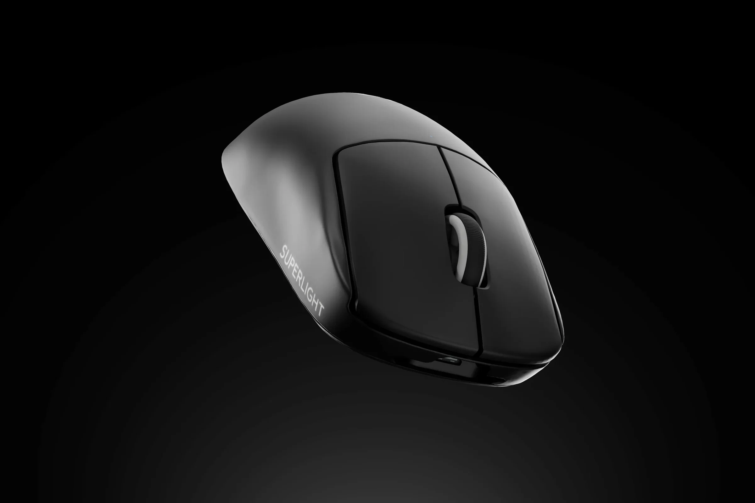 Three-quarter view of a wireless gaming mouse